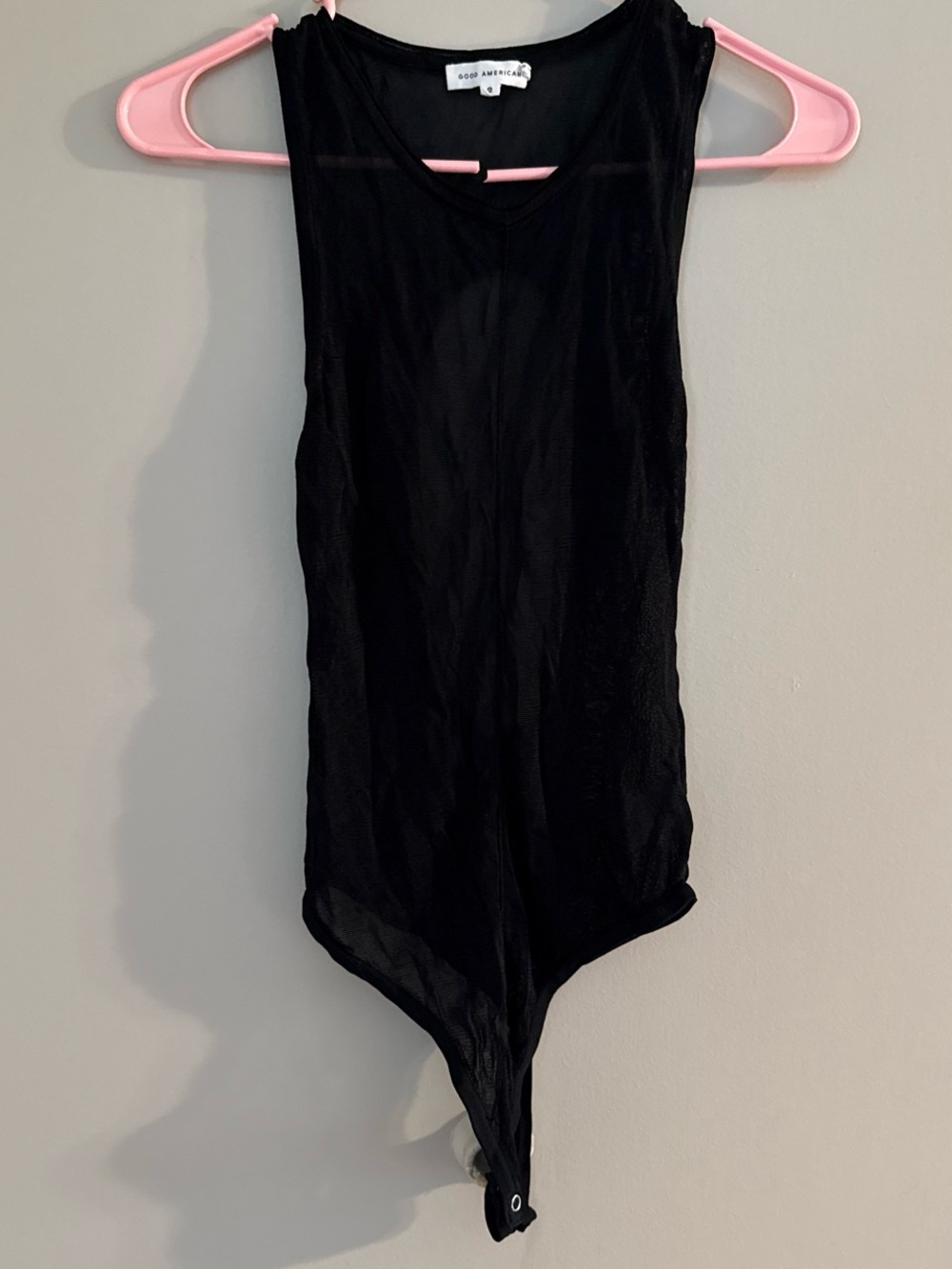 Good American Black Sleeveless Scoop Neck Bodysuit